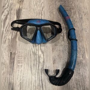 Third Eye by Gerry Lopez Blue Camo Dive Mask and Snorkel Set